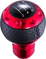 5 Speed Leather Car Shifter Handle Manual Gear Stick Shift Lever Kn Color: Red