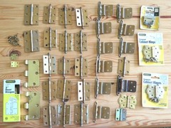 Big Lot of New Sealed and Vintage Hinges Brass Color