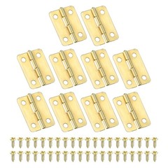 Small Butt Hinges 1″, Mini Jewelry Box Hinge with Screw, Gold, Pack of 10