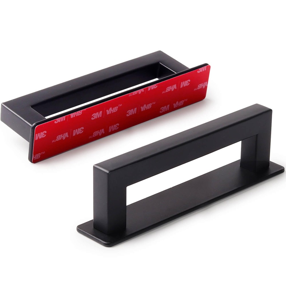 Self Adhesive Cabinet Handle, Sliding Shower Door Pull, 4~3/4 in, Black, 2~Pack