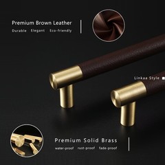 10 Pack丨Brown and Gold Drawer Pulls Handles，5’’ Kitchen Cabinet Handle Knobs,…