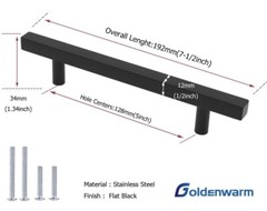 Goldenwarm 8 Pack Black Cabinet Pulls 5” Matte Black Dresser Hanldes Kitchen