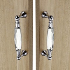 Pack of 2 Crystal Cabinet Handles Pulls, Chrome Silver Glass Handle Decorative D