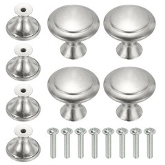 8 Pcs Stainless Steel Knobs, Single Hole Pull with Screw, 23mm Silver