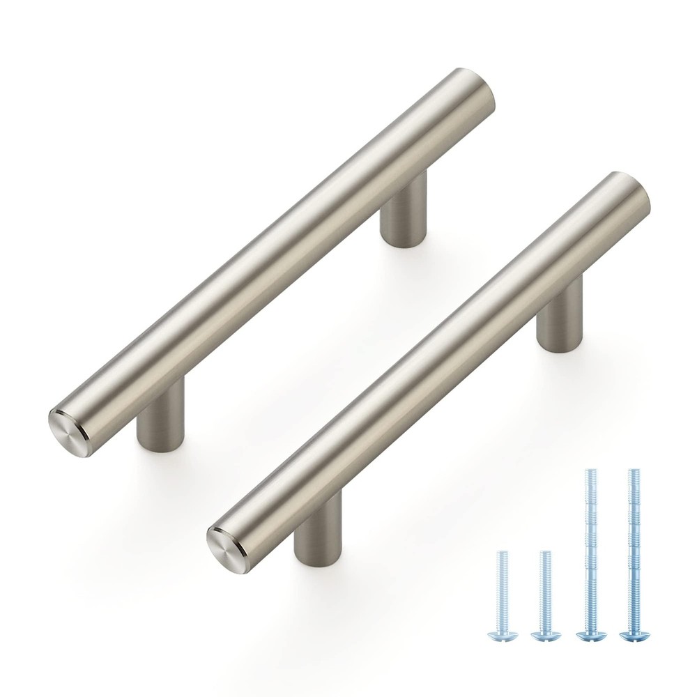 JOY DECOR 30 Pack 5 Inch Cabinet 3” Hole Center, Brushed Nickel T-Shaped