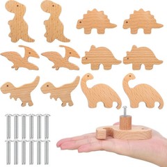 12 Sets Wooden Animal Dresser Knobs Decorative Nursery Wood Drawer Pulls with…