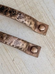 Antique Copper Metal Door Handle Pull Hammered Rustic Design 4 7/8 in