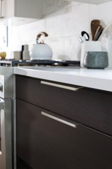 Emtek 87130 Modern Edge 8″ Center to Center Finger Cabinet Pull – Black