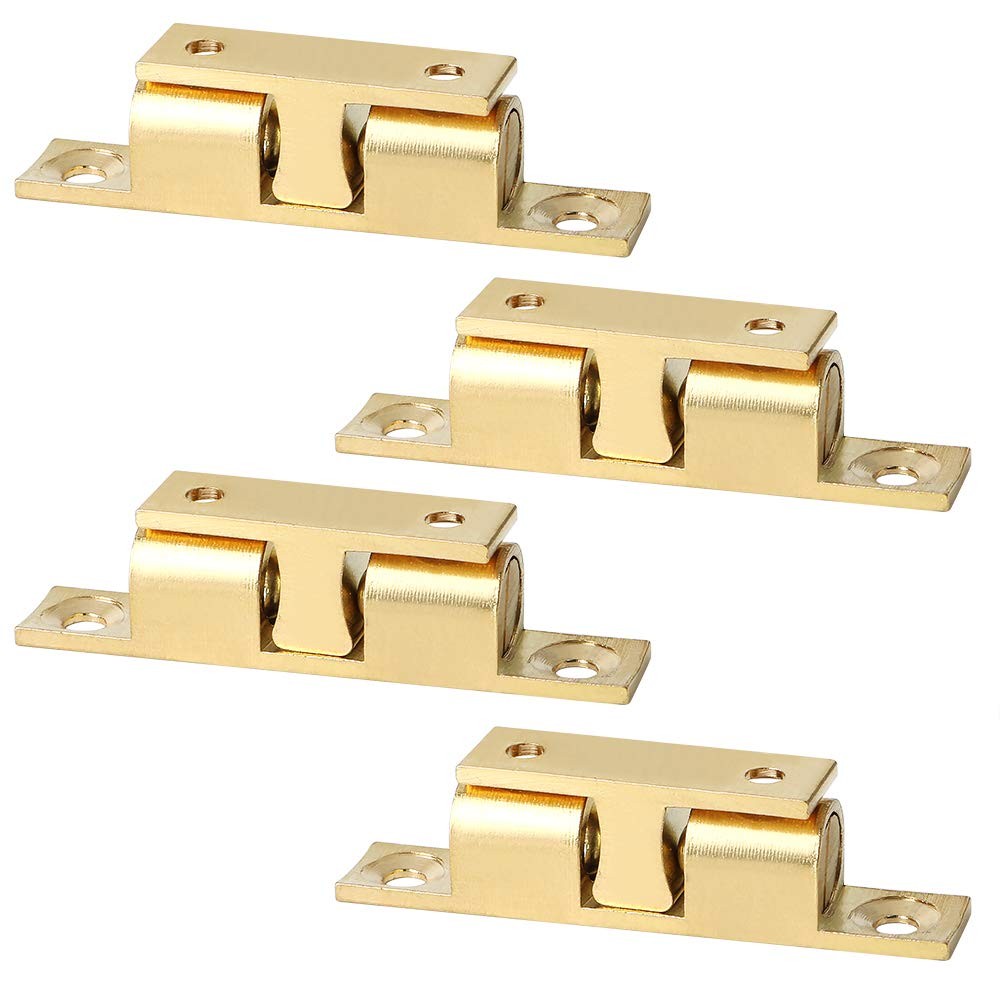 Alise Brass Double Roller Catch Cabinet Latches Door Catch 67mm,Gold,4Pcs