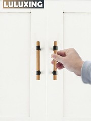 luluxing 6Pcs Wood Cabinet Handles and Pulls 4.4 Inch Double 6 Pieces, Brown