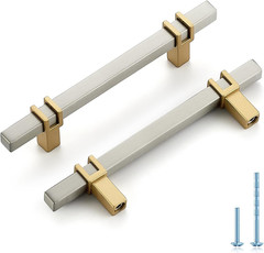 30 Pack 3-3/4 Inch Cabinet Handles, Kitchen Cabinet Handles Brushed Nickel and G