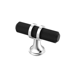 15 PCS AL6087CPMB Matte Black Silver T Bar Knurled Cabinet Knobs 2 Inch 50mm