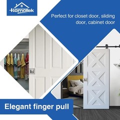 HOMOTEK Square Sliding Door Finger Pulls, Brushed Stainless Steel, 4 Pack