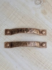 Antique Copper Metal Door Handle Pull Hammered Rustic Design 4 7/8 in
