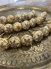 LOT OF 23 Vintage Antique Round Hand Painted Knobs Made in India Rare Collector