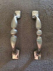 VINTAGE PAIR SATIN CHROME HANDLE PULLS ~/ BELWITH TRANQUILITY ~ NEW OLD STOCK