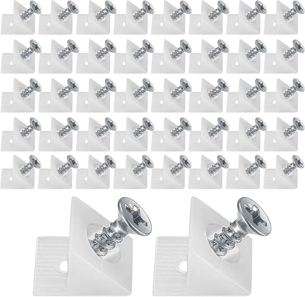 120 Pack Drawer Wedges with Screws Bottom Repair Mending Plastic Angle Bracket