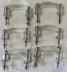 Antique Glass Cabinet, Drawer Pulls Original Vintage Set Of 6