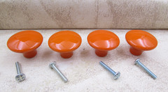 4 PACK Vintage ILCO, Orange 1-1/2″ Round Ceramic Cabinet Door Knob, Drawer Pull