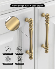 10 Pack 3″(76mm) Hole Center Champagne Bronze Kitchen Cabinet Handles, Champagne
