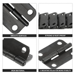 Auvotuis 48Pcs 1 Inch Length Black Metal Butt Hinges, Flat Small Door Hinge F…