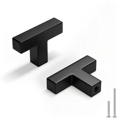 5 Pack Black Square T Bar Single Hole Knobs Cabinet Pull Drawer Handles Stain…