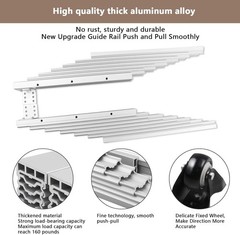 Full Extension Table Slide, Aluminum Telescopic Cabinet Table Guide Rail Hinge