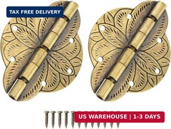 2PCS Antique Brass Small Hinges Furniture Cabinet Drawer Door Jewelry Box Gif…