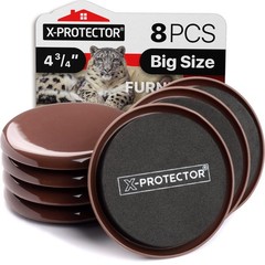 Furniture Sliders for Carpet X-PROTECTOR – 8 PCS Best 8 4.75″, Brown