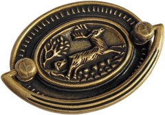 Vintage Style Antique Brass Bail Drawer Pull Drop Swing Handle Oval 2″ C-C