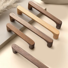 6 PCS 5 Inch Beech Round Wooden Drawer Pulls Cabinets Handle Kitchen Door