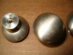 9 Brushed Silver Look Metal Round Cabinet Knobs 1.25 in Diameter w/ screws