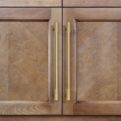 2pcs Solid Brass Gold Cabinet Pulls, 8-3/4 Inch Hole Centers for Kitchen Cupboar