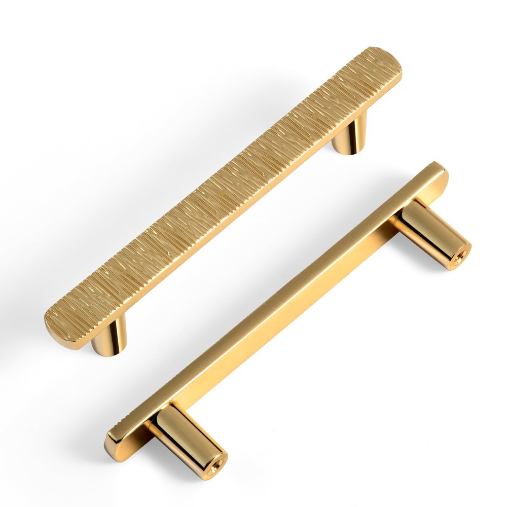 3-3/4 Inch 96mm Hole Centers Gilded Ray Cabinet Handles Gold 6 Pack Hardware