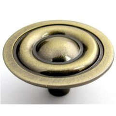 Brainerd Antique Brass Cabinet Knob Drawer Pull, Three-Rings P635BCV-AB
