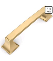 Amerdeco 10 Pack Champagne Bronze Cabinet Pulls 3.75 Inch Hole Center Cabinet
