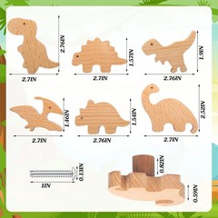 12 Sets Wooden Animal Dresser Knobs Decorative Nursery Wood Drawer Pulls with…