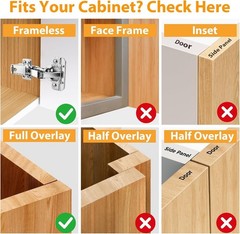 175° Frameless Cabinet Hinges – Soft Close Hydraulic Design, Nickel-Plated Steel