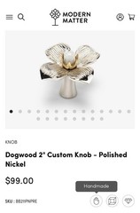 Modern Matter Polished Nickel Dogwood 2” Knob Moonstone (4 Total)