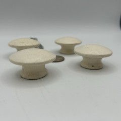 4 – Reclaimed Wood Round Cabinet Knobs, Screws, Each Measures 1-1/2” x 3/4”