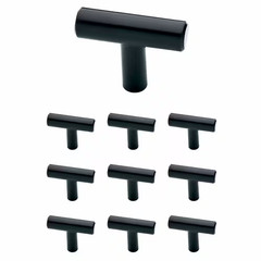 (10-Pack) Simple Bar 1-1/4 In. (32 Mm) Modern Matte Black T-Shaped Bar Cabinet K