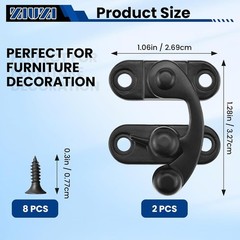 Small Hasp Latches Antique Black Clasp Swing Arm Latch Hook Lock for
