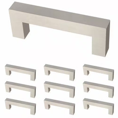 10-Pack Simple Modern Square 3 In. (76 Mm) Modern Cabinet Drawer Pulls in Stainl