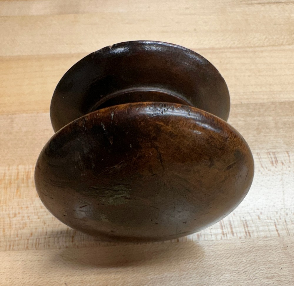 Large Antique Walnut Dresser Drawer Cabinet Knob Pull, Lathe Turned