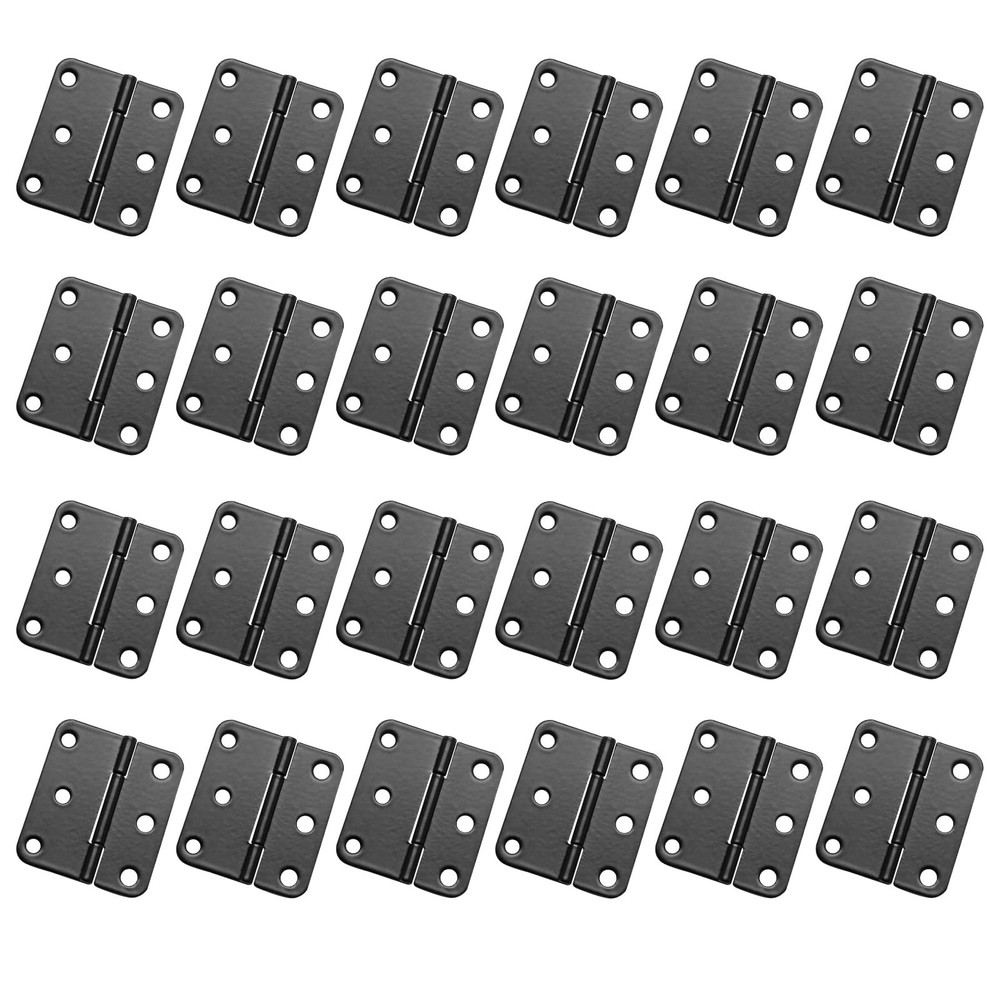 Auvotuis 1.5×1.3 Inch Black Metal Butt Hinges, 24Pcs