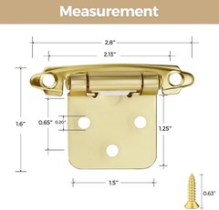 30 Pack 15 Pair Gold Cabinet Hinges – 1/2 inch Overlay Kitchen Cabinet Hinges…