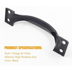 4pcs 4 Inch Vintage Barn Door Pulls, Black | Utility Cabinet Handles, Screw in