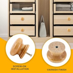 Luomorgo 8 Pcs Natural Wood Dresser Knobs, Round Wooden Cabinet Knobs, Mushroom