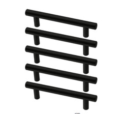Franklin Brass Solid Bar 3-3/4 in. (96 mm) Matte Black 5-Pack