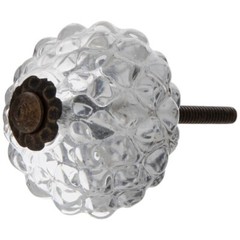 Textured Clear Glass Pull w/Bronze Furniture Cabinet Drawer Hardware Knob Pull